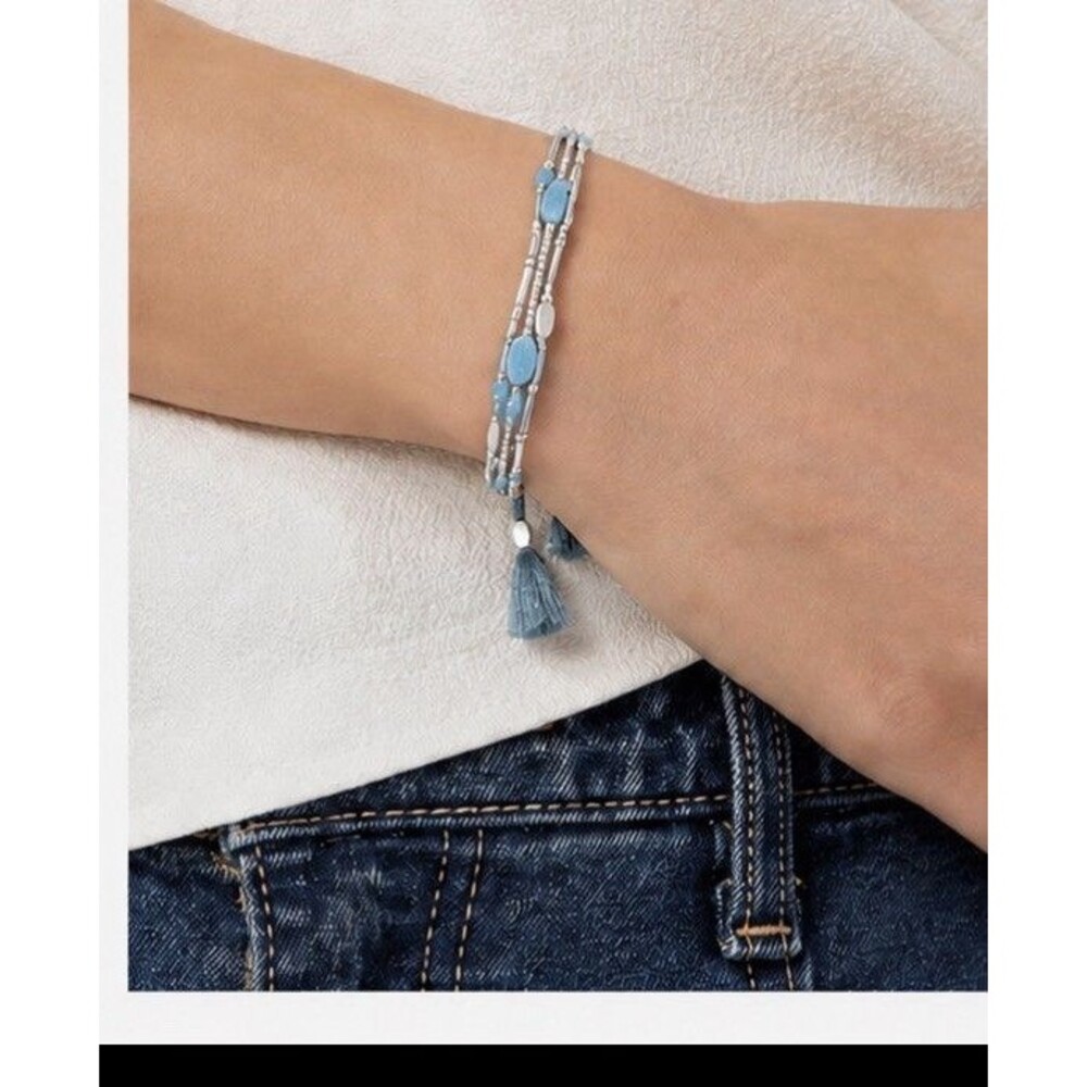 Kendra Scott  Elisa  3 strand silver tone  bracelet  teal mixed